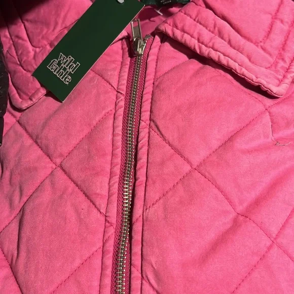 Women’s Woven quilted bomber jacket color vibrant pink NWT - Picture 6 of 11